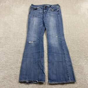 American Eagle Jeans Womens 6 Blue Artist Flare Stretch Distressed Denim